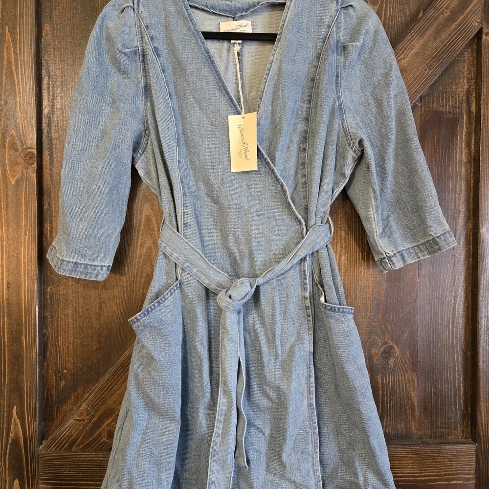 Universal Thread Blue Denim Wrap Dress - Picture 2 of 4